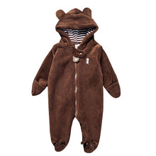 Load image into Gallery viewer, 2017 Autumn Winter Baby Rompers Bear style baby coral fleece Hoodies Jumpsuit baby girls boys romper newborn toddle clothing