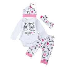 Load image into Gallery viewer, 2017 Newborn Baby Boy Girl Clothes Long Sleeve Romper+Heart Pattern Long Pant+Headband+Hat 4Pcs unisex Newborn Baby Rompers