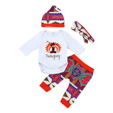 Load image into Gallery viewer, 2017 Newborn Baby Girls Tops Rompers Long Pants Hat Headband 4pcs Kids Outfits Set Clothes Infant Baby Girl Printing Clothing