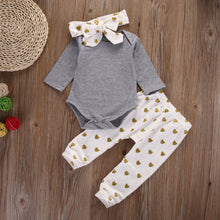 Load image into Gallery viewer, 2017 1Set Newborn Baby Boys Girls Bear Tops Romper Pants 3PCS Outfits Clothes Romper + Pants + Hat girls toddler clothing