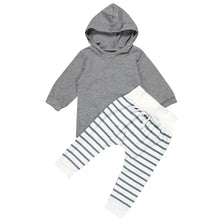 Load image into Gallery viewer, 2017 Unisex Kids Clothing Suits Newborn Baby Boy Girl Hooded Coat Tops+Striped Pants Legging Outfits Clothes Set