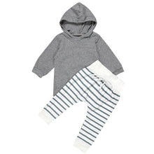 Load image into Gallery viewer, 2017 Unisex Kids Clothing Suits Newborn Baby Boy Girl Hooded Coat Tops+Striped Pants Legging Outfits Clothes Set