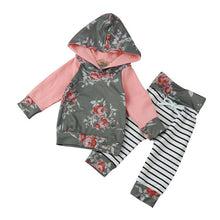 Load image into Gallery viewer, 2017 New Toddler Infant Baby Boy Girl Autumn Fashion Clothes Long Sleeve Floral Stripe Hoodie Tops+Pants Outfit Clothes Set