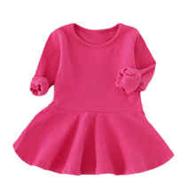 Load image into Gallery viewer, Baby Girls Candy Color Long Sleeve Solid Princess Casual Toddler Kids Dress
