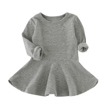 Load image into Gallery viewer, Baby Girls Candy Color Long Sleeve Solid Princess Casual Toddler Kids Dress