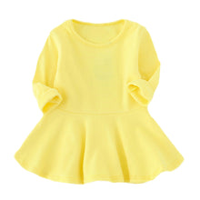 Load image into Gallery viewer, Baby Girls Candy Color Long Sleeve Solid Princess Casual Toddler Kids Dress