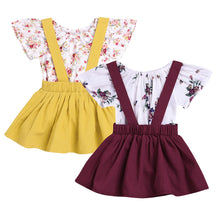 Load image into Gallery viewer, 2Pcs Infant Baby Girls Floral Print Rompers Jumpsuit Strap Skirt Outfits Set